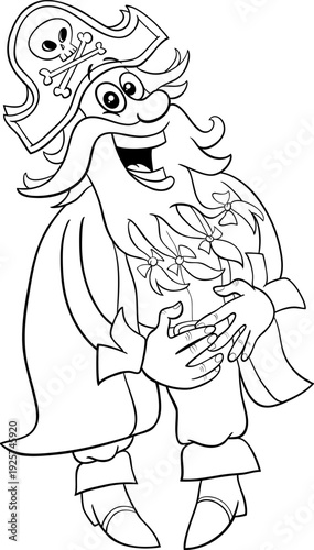funny cartoon pirate or corsair captain character laughing coloring page