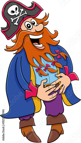 funny cartoon pirate or corsair captain character laughing