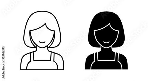 Two black and white icons depicting a woman s face and shoulders
