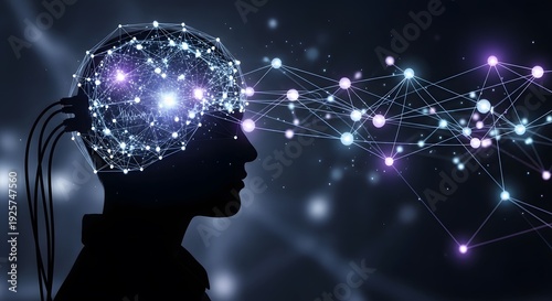 Human brain with neural network connections