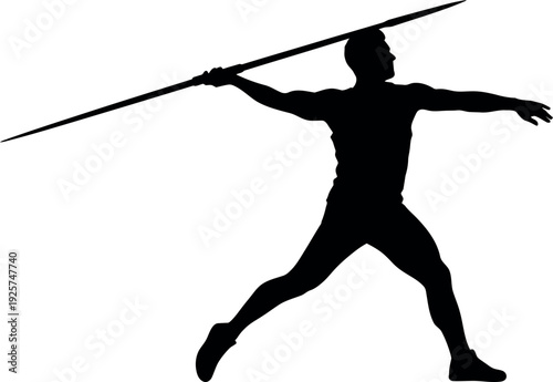 Athlete silhouette throwing a javelin in motion