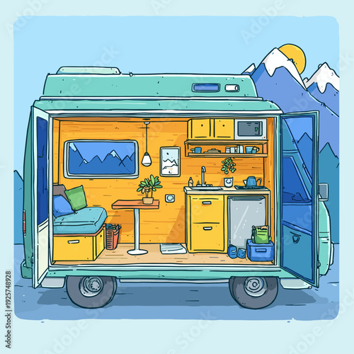 Cozy Minimal Camper Van Interior Setup