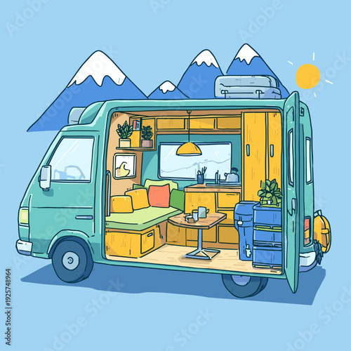 Cozy Minimal Camper Van Interior Setup