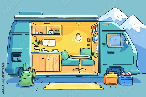 Cozy Minimal Camper Van Interior Setup