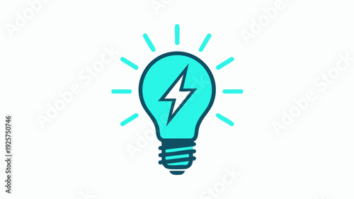 Bright Idea Light Bulb with Lightning Bolt Symbol.