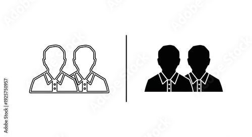 Two pairs of human silhouettes one outlined and one solid black