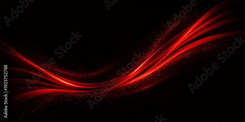 Dynamic red abstract background featuring a fluid wave pattern with fractal lines and black motion textures to create an energetic wallpaper design