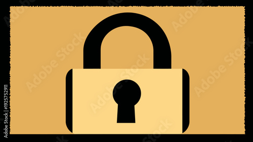A simple illustration of a padlock, in beige with black elements and a slightly rough edge