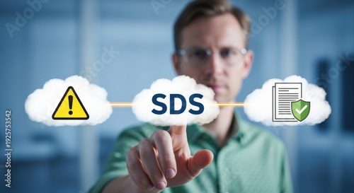 Wallpaper Mural Safety Data Sheet (SDS) management concept featuring a person, cloud graphics and document protection Torontodigital.ca