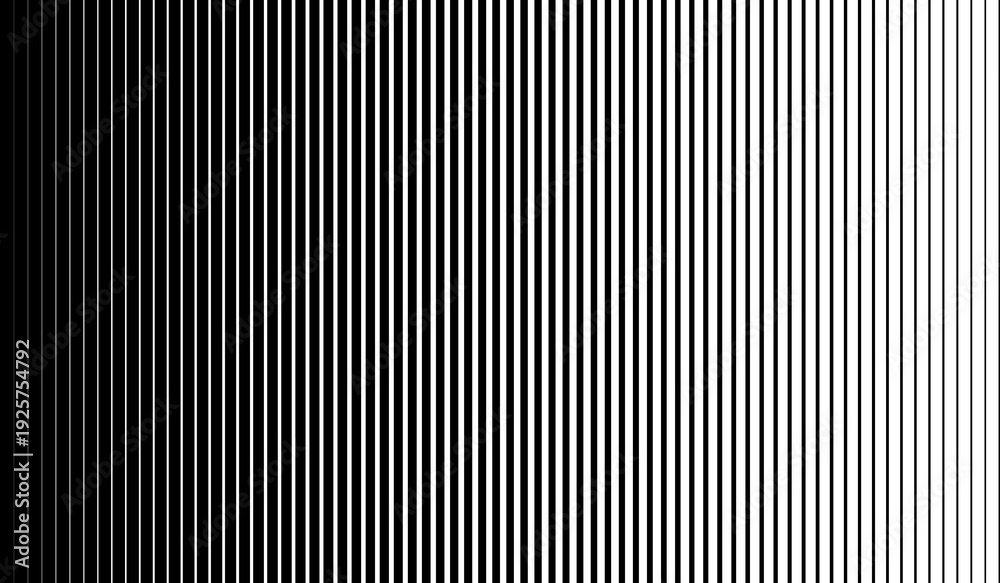Obraz premium Halftone vector, monochrome, shadow, background. Vertical lines in black and white. Line halftone pattern with gradient effect. Vector Illustration. Vector design element. 