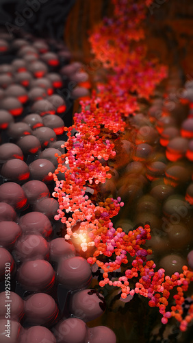 3D Visualization of Glowing DNA Double Helix for Genetic Engineering and Biotechnology Research