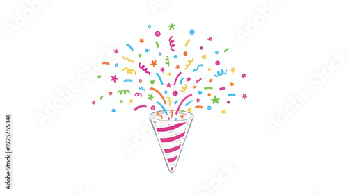 Colorful Confetti Explosion from Party Popper.