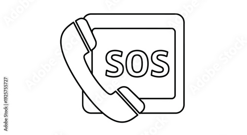 Simple line drawing of a mobile phone displaying an sos emergency signal