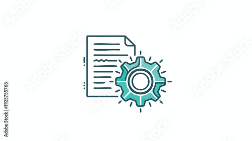 Document and Gear Icon Representing Process and Workflow.