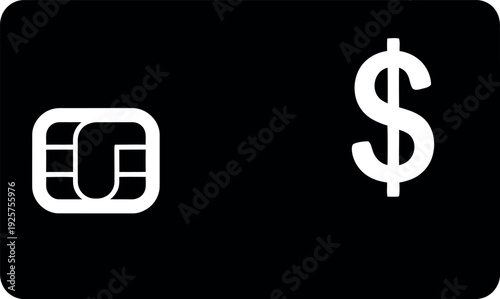 Digital Finance Symbol: A sleek, modern graphic representing the financial power and convenience of digital transactions, featuring a credit card chip symbol alongside a bold dollar sign.