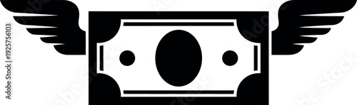 Soaring Currency Concept: A symbolic representation of financial flow, a currency note adorned with wings takes flight, symbolizing the movement and potential of money.