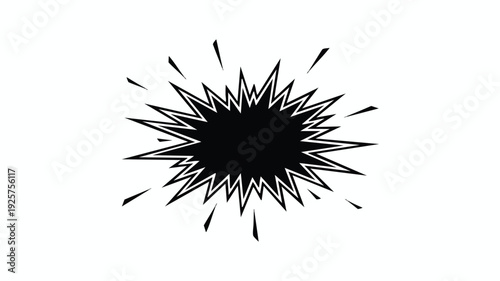Explosion graphic with sharp starburst and radiating lines.