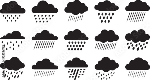 Black and white of clouds with rain and snow falling from them