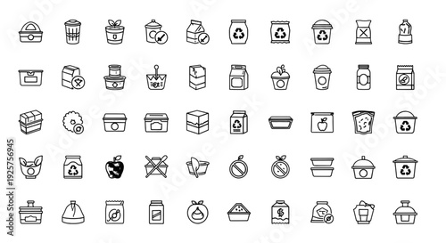 Food Container Icons - 36 Professional Vector Icons for Food Packaging and Labels Design