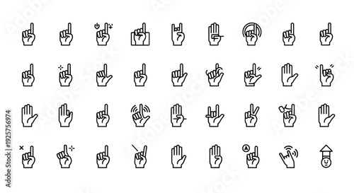 Sign Language Hand Icons - 36 Professional Vector Icons for Accessibility and Communication