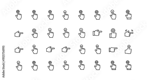 Pointing Hand Gestures - 36 Vector Icons for Direction and Interaction UI Design