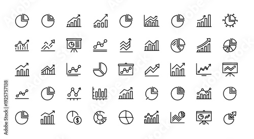 Chart Graph Icons Set - 50 Vector Icons for Analytics, Data, and Business Intelligence