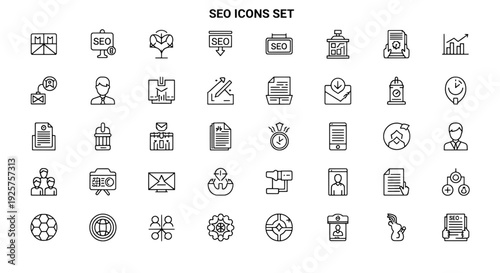 SEO Icons Set - 50 Vector Icons for Search Engine Optimization and Web UI Design