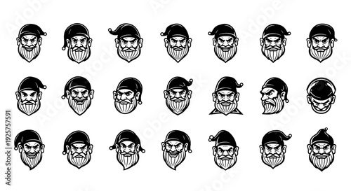 Dwarf Head Mascot Logo - 24 Vector Icons for Fantasy Gaming and Medieval Branding