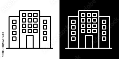 Commercial property icon representing office building, business real estate, corporate workspace, and property investment UI.
