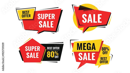 Colorful sale and discount banners for promotional marketing materials