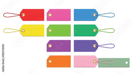 Colorful set of gift tags arranged in a horizontal line with varied designs