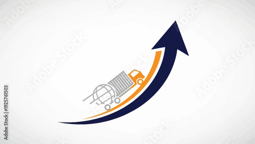 Global logistics truck moving up on growth arrow