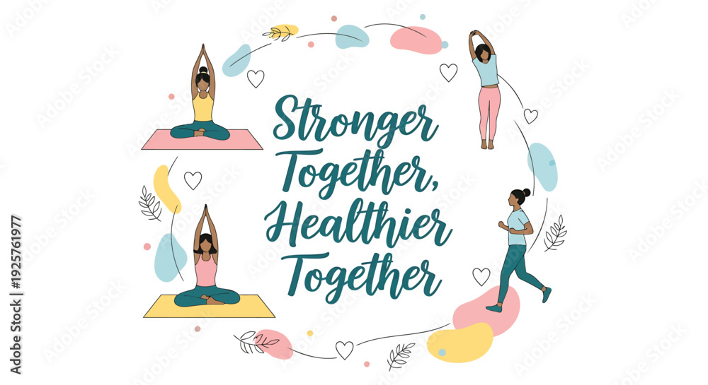 Obraz premium Health and wellness vector icon with 'Stronger Together, Healthier Together' text