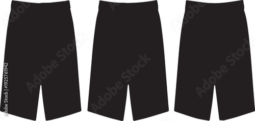 Stylish Black Casual Shorts Vector Mockup - Customizable Apparel Design Template for Fashion, Sportswear, and Everyday Wear Collection