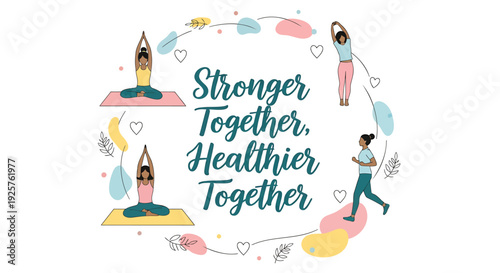 Health and wellness vector icon with 'Stronger Together, Healthier Together' text