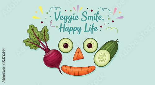 Veggie face icon with vegetable smile