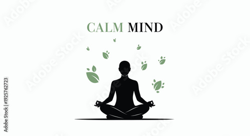 Meditation icon with leaves and calm mind text