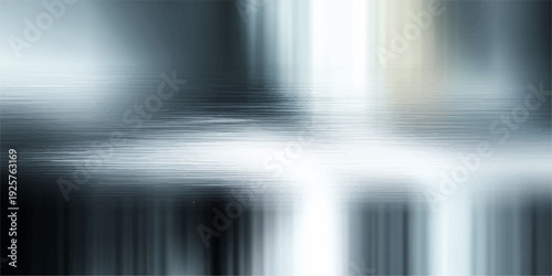 Abstract light reflects across a brushed silver metallic texture, creating a shiny stainless steel background with grey aluminum lines on a dark surface