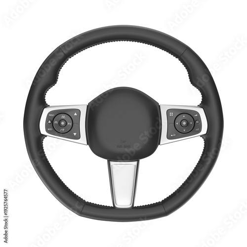 Wallpaper Mural Front view of modern car leather steering wheel on transparent background Torontodigital.ca