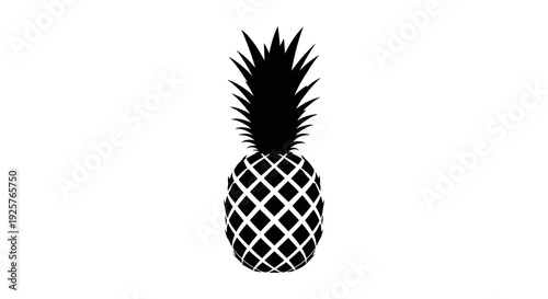 Stylized black silhouette of a pineapple with a diamond pattern on its skin