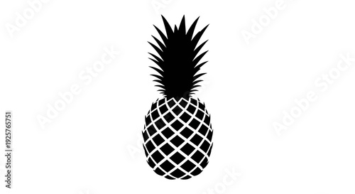 Simple black silhouette of a pineapple with detailed textured skin and crown