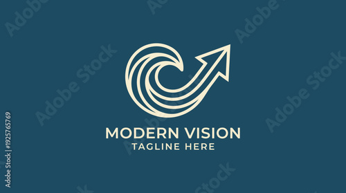 An abstract wave intertwined with an arrow, representing forward movement and modern vision. This design embodies dynamism, creativity, and the desire for innovation in life.