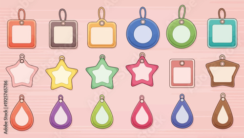 Colorful assortment of holiday-themed gift tags and gift toppers