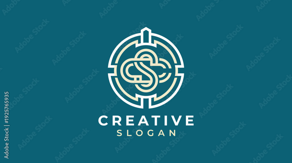 Fototapeta premium This innovative circular logo features intricate geometric patterns, ideal for branding projects focusing on creativity, collaboration, and unity in thought and design.