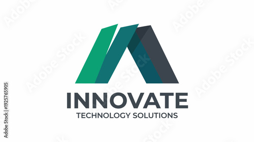 This logo features stylized geometric shapes in green and gray, representing innovation, modernity, and technology, perfect for tech-related businesses or startups.