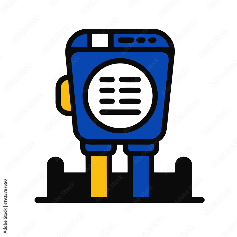 Fototapeta premium A blue robot with a white circle on its front