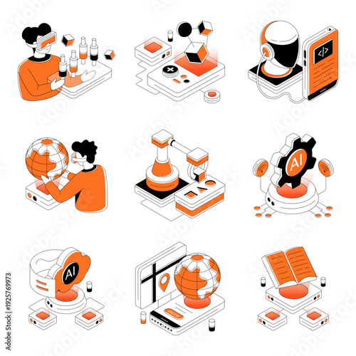 Set of Vr Technology Isometric Illustrations