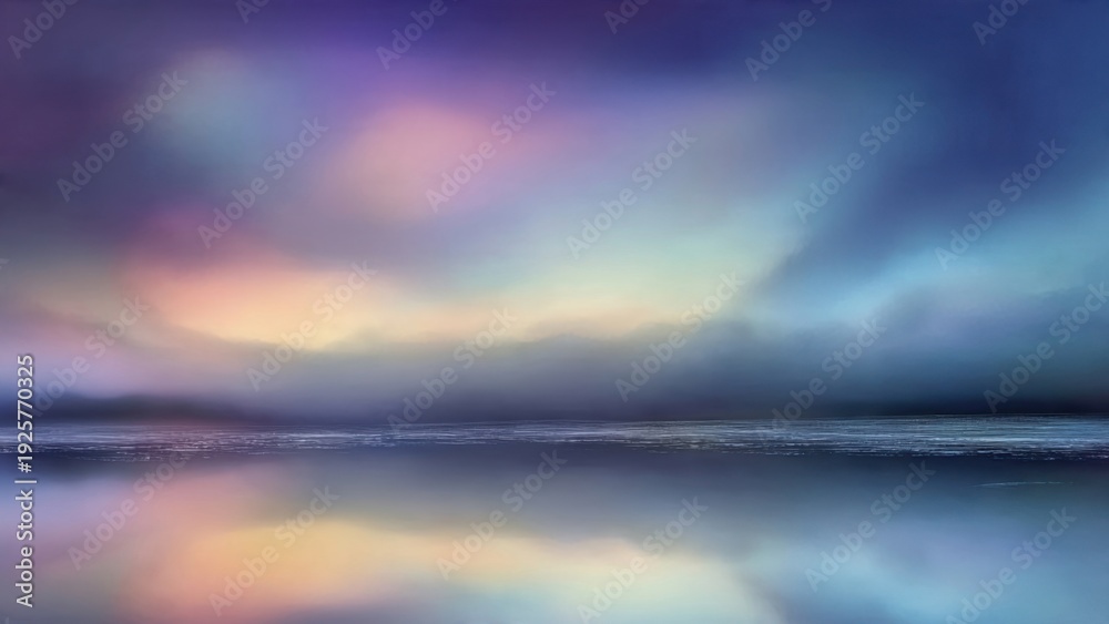 Fototapeta premium Dreamy, atmospheric landscape reflecting on water
