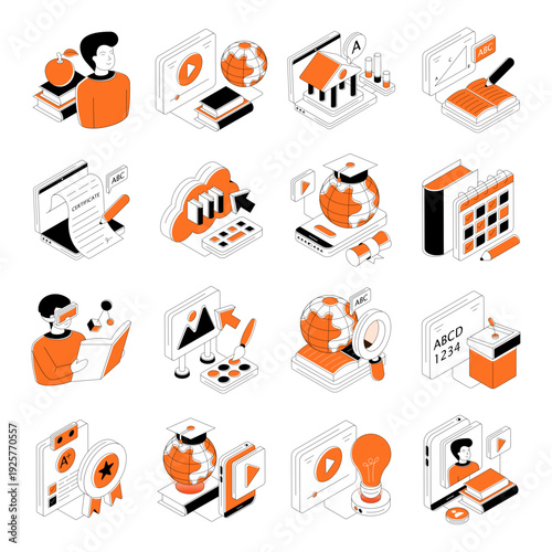 Set of Education Isometric Illustrations 