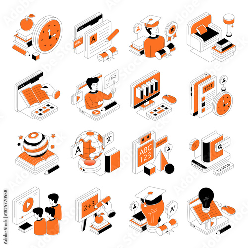 Set of Learning Isometric Illustrations 